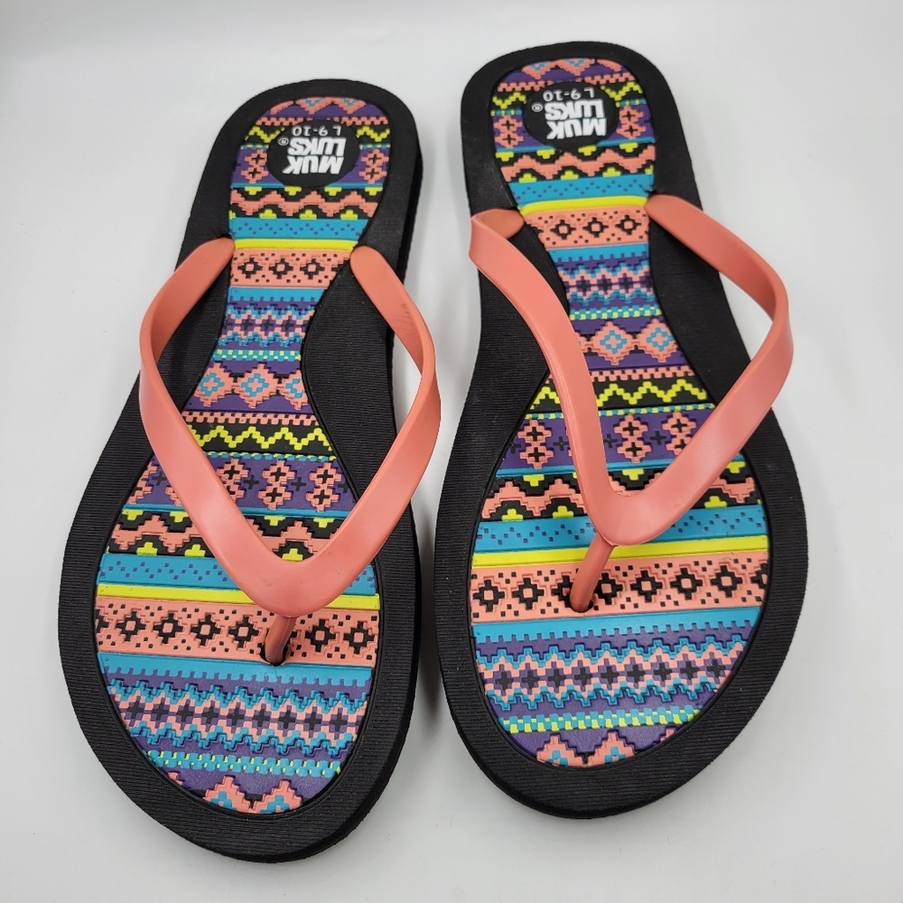 The original Muk Luke women's footwear sandals flip flops size large 9 10 New - Picture 3 of 4